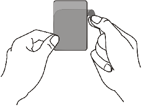 B.) Remove the protective carrier (thin film on the underside) from the screenprotector film.