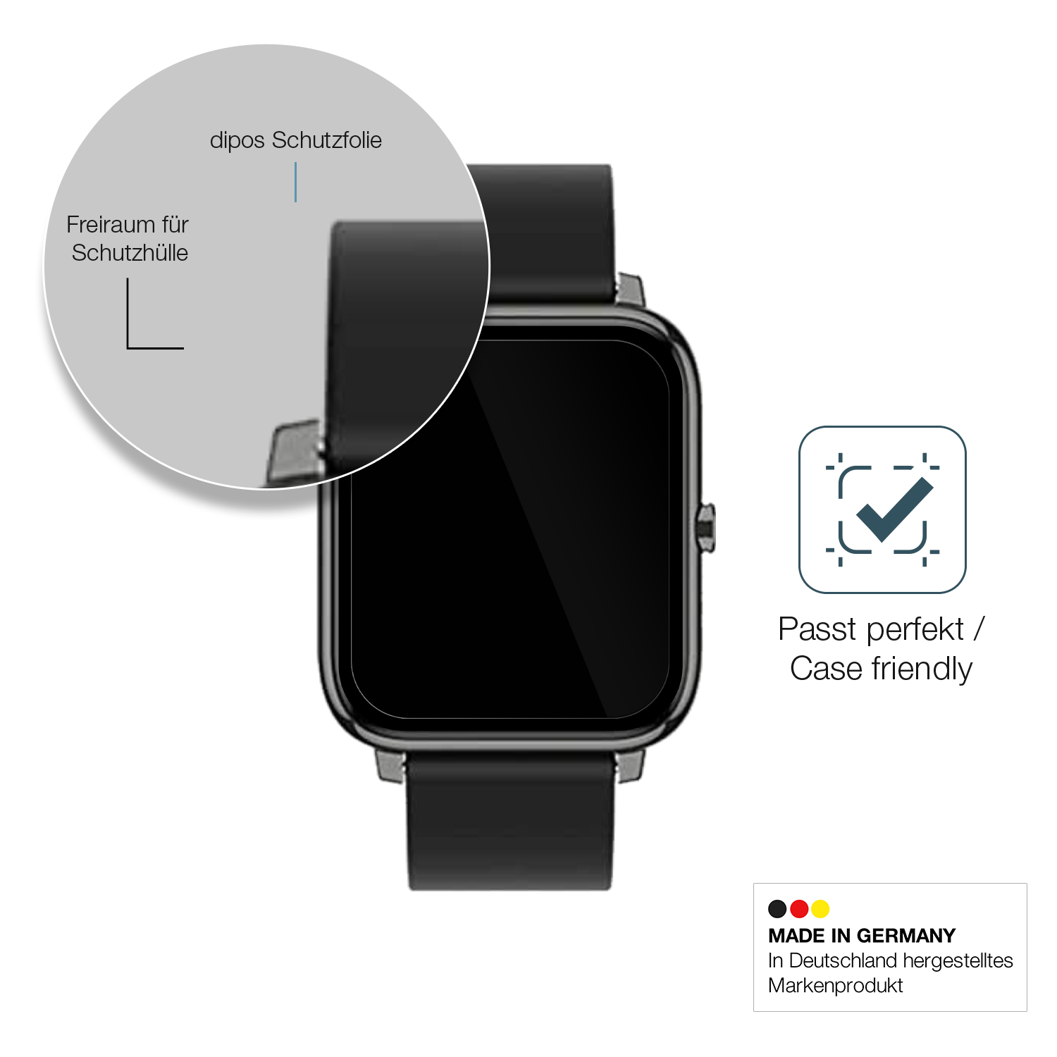 Pellicola Privacy Dipos Per Popglory Smartwatch | Protezione Occhi 4 Lati, Made In Germany - 5