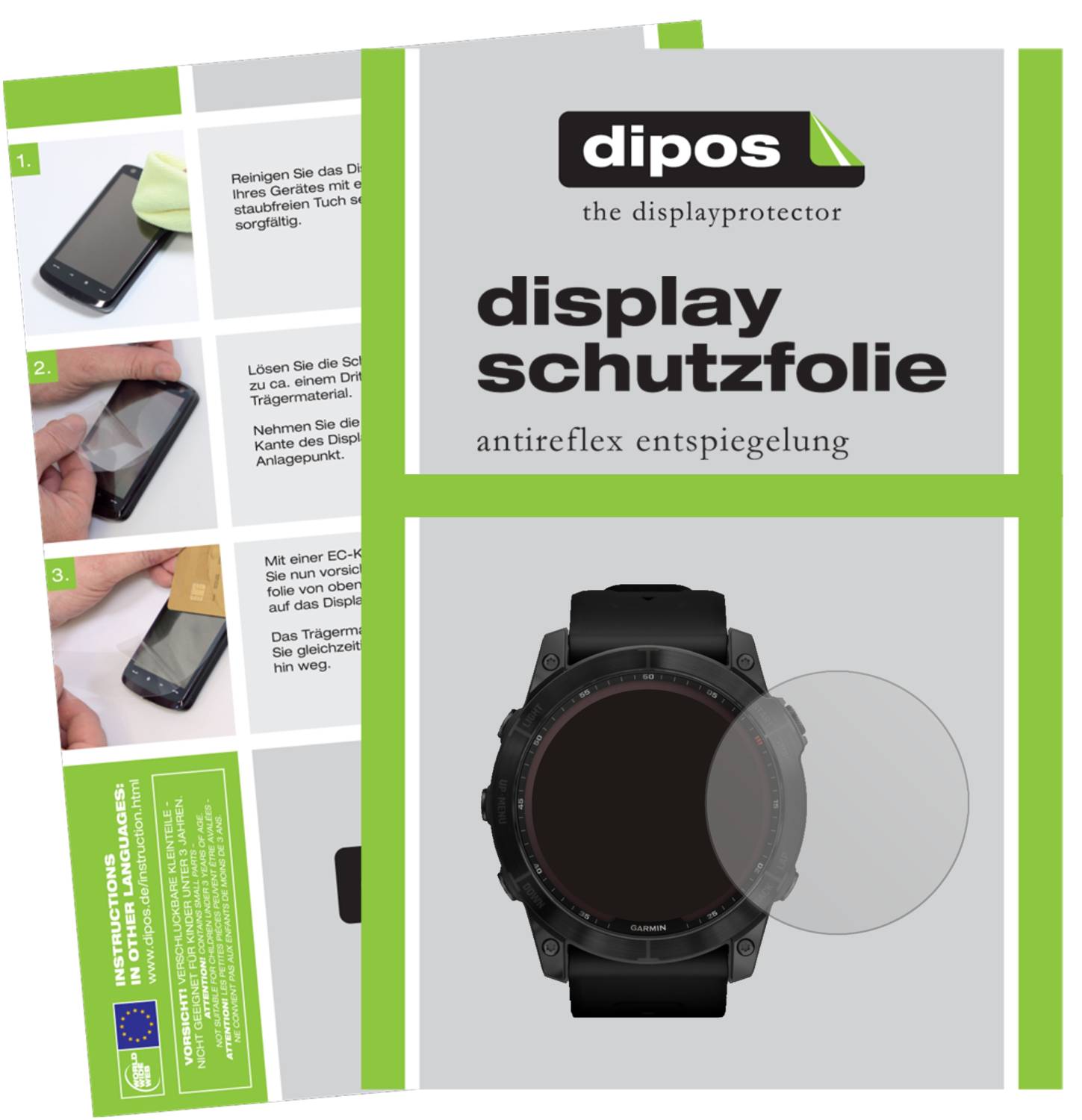 2x Pellicola Protettiva per Garmin Fenix 7 (47 mm) Protezione Vetro Flessibile