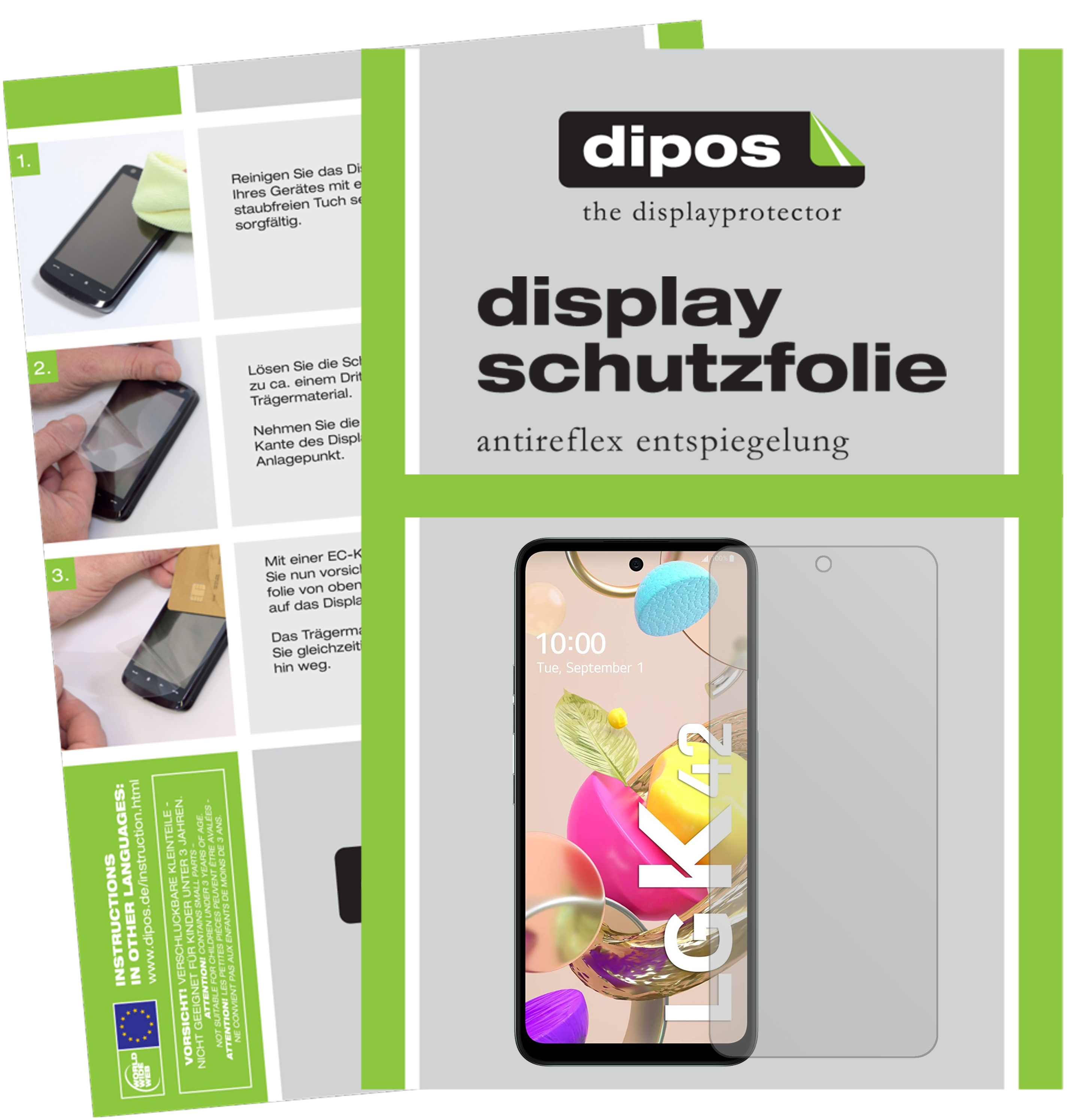 Dipos 2 Pellicole Protettive Antiriflesso Per LG K42 - Made In Germany, Anti-impronta