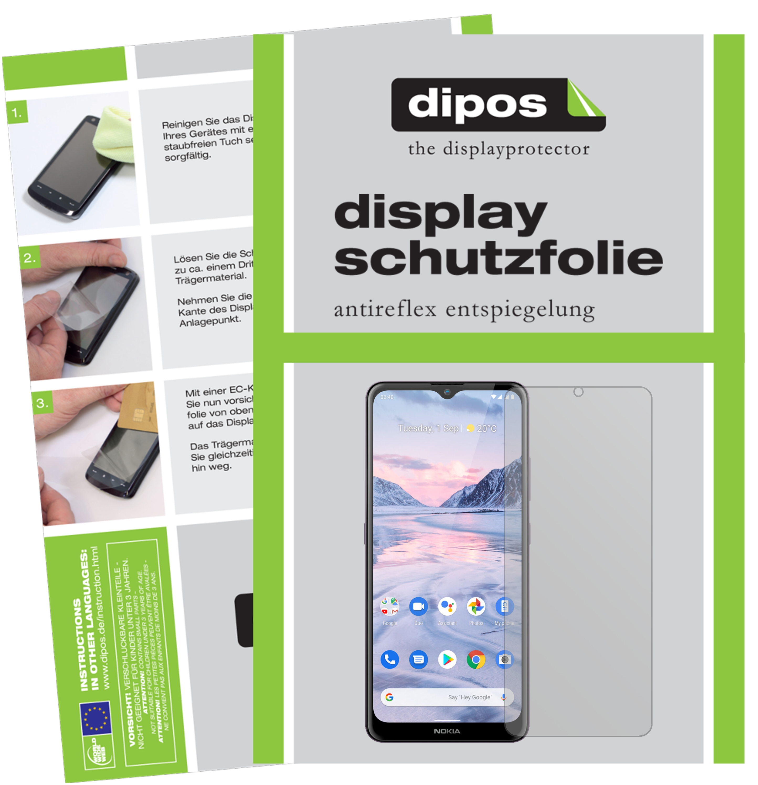 2 2x Pellicola per Nokia 7.1 Protettiva Protezione Schermo Antiriflesso