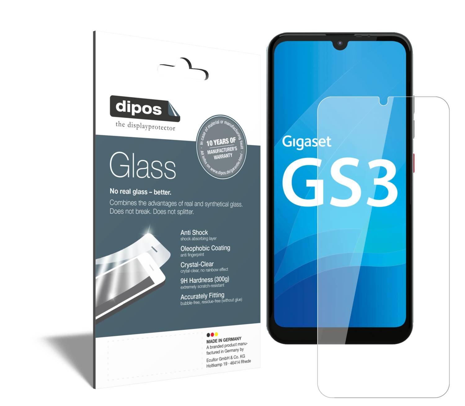 Pellicola Protettiva per Gigaset GS3 Protezione opaco Vetro Flessibile 9H dipos