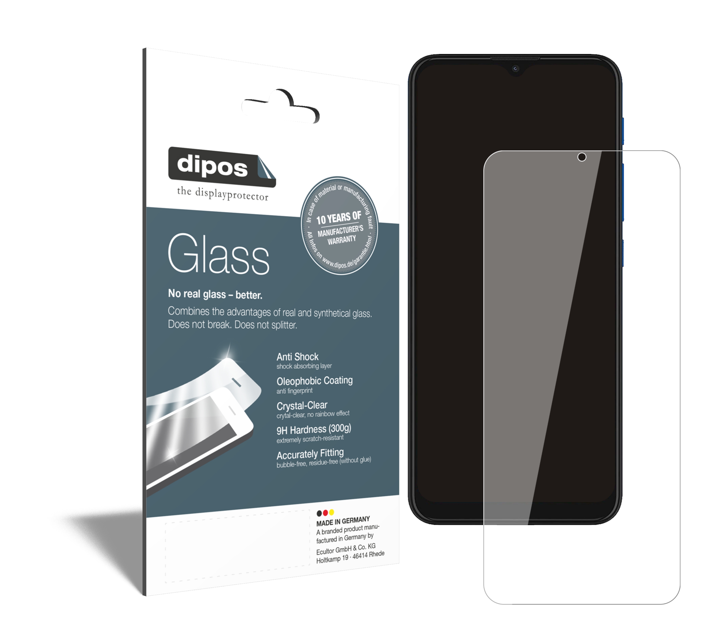 Dipos Pellicola Protettiva In Cristallo Per Motorola Moto E7 Plus, Taglio Laser Made In Germany, Anti Graffio