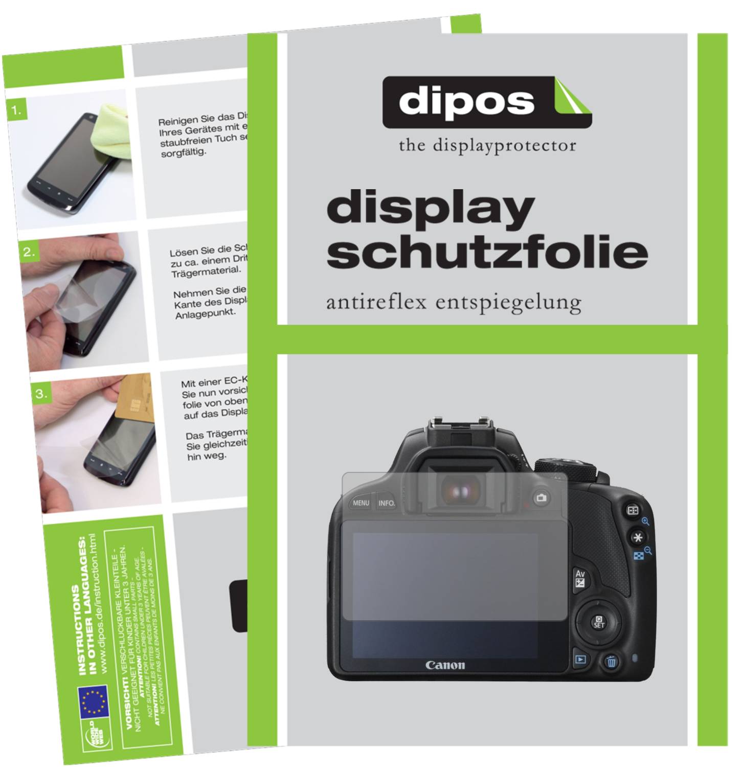 Dipos Pellicola Protettiva Opaca Per Canon EOS 250D (2 Pezzi) - Vetro Flessibile 9H Antigraffio, Made In Germany - 3