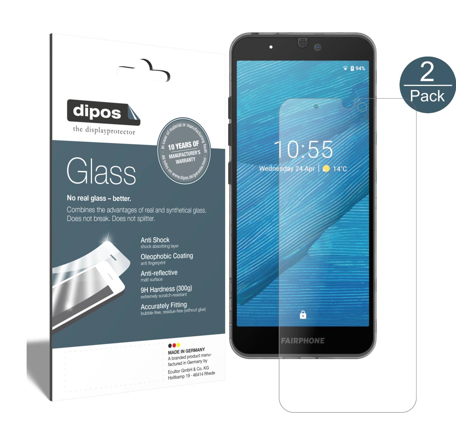 2x Pellicola Protettiva per Fairphone 3 Plus Protezione opaco Vetro Flessibile