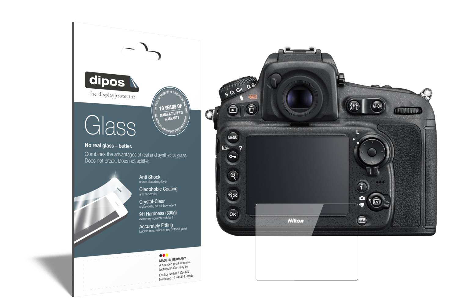 2x Pellicola Protettiva per Nikon D200 Protezione Vetro Flessibile 9H dipos
