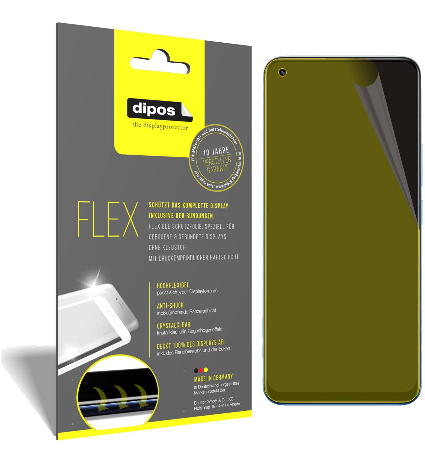 2x Pellicola protettiva per Realme GT8, rivestimento al 100%, Protezione dipos Flex