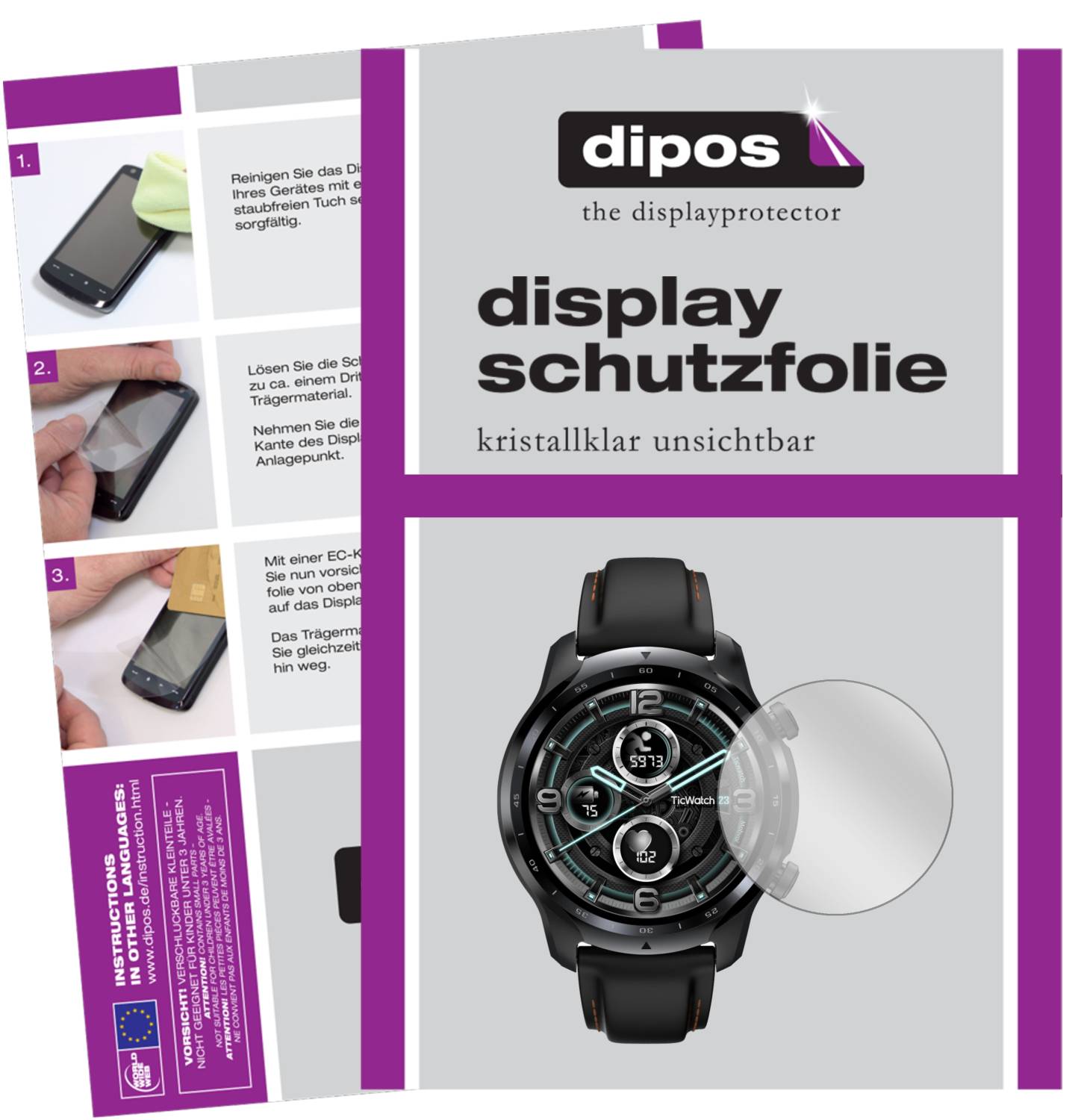 dipos I 6X Pellicola Protettiva antiriflesso Compatibile con TicWatch PRO 3 GPS Pellicola di Protezione